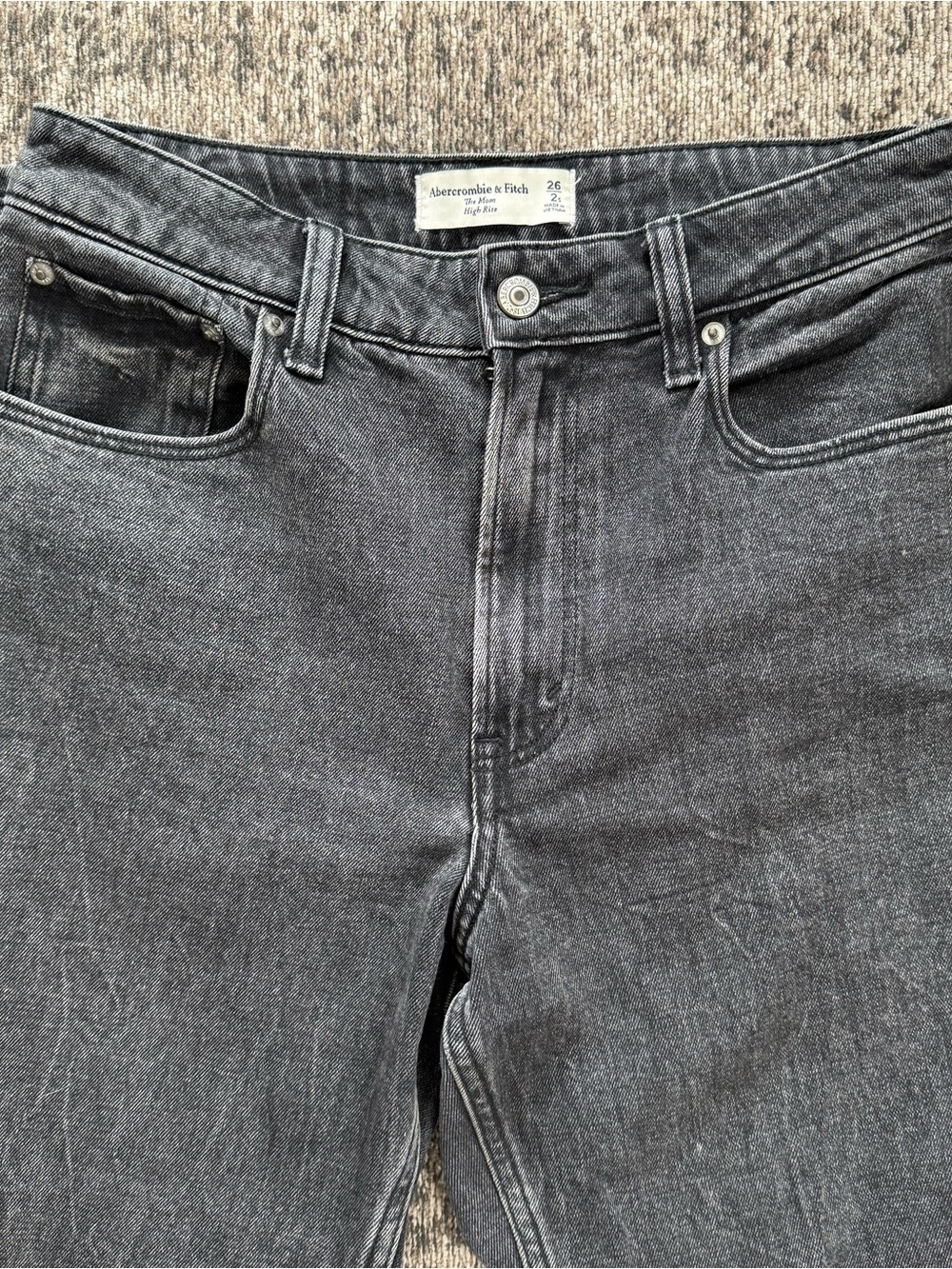 Abercrombie & Fitch The Mom High Rise Ankle Straight Jeans Washed Black Gray 26 - Picture 5 of 5